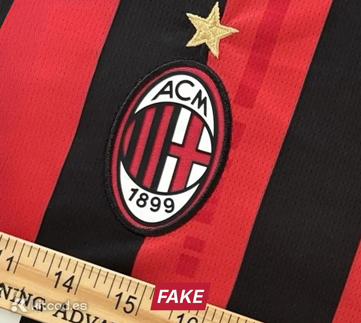 A fake crest showing misaligned outlines and irregular spacing